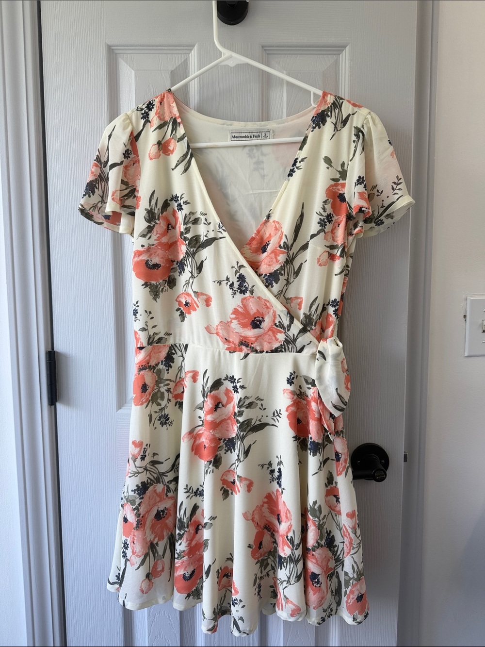 Abercrombie & Fitch Cream Mini Dress with Coral Floral Print
